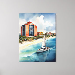 Cancun watercolor art canvas print