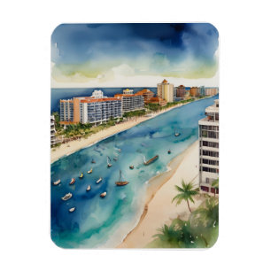 Cancun watercolor art magnet