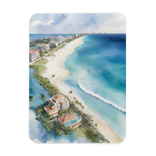 Cancun watercolor art magnet