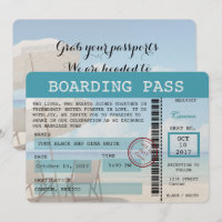 Cancun Wedding Boarding Pass Invitation