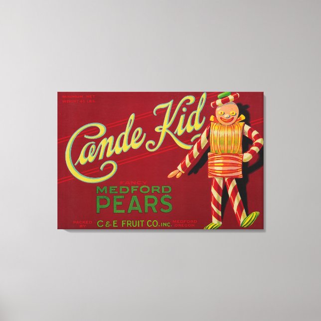 Cande Kid Pear Crate LabelMedford, OR Canvas Print (Front)