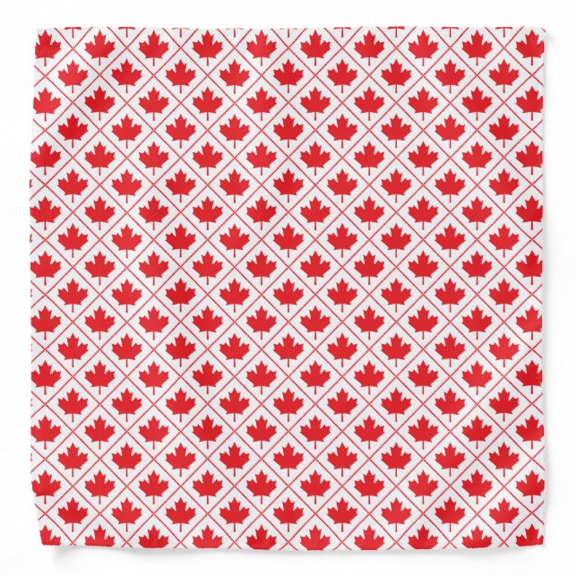 Candian Maple Leaf Red and White Diamond Pattern Bandana (Front)