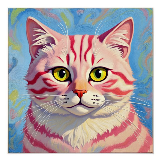 “Candice” A Cherry Striped Mystique – Cat Portrait Poster (Front)