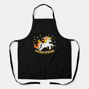 Candicorn Cute Unicorn Halloween Candy Corn Funny Apron