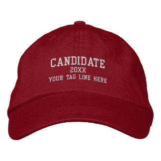 Candidate name for election tag line Personalised Embroidered Hat