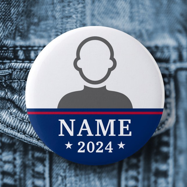 Candidate name political election campaign photo 6 cm round badge (Candidate name political election campaign photo button)