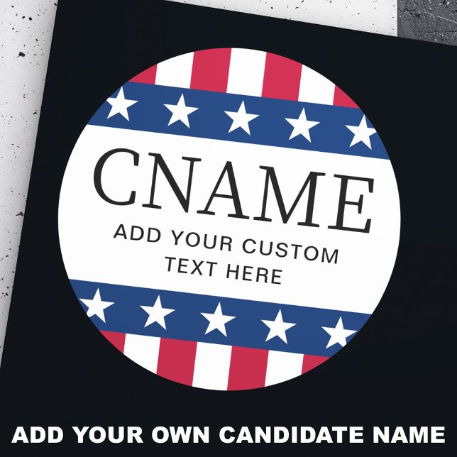 Candidate name political election campaign stars classic round sticker (Candidate name political election campaign stars classic round sticker)