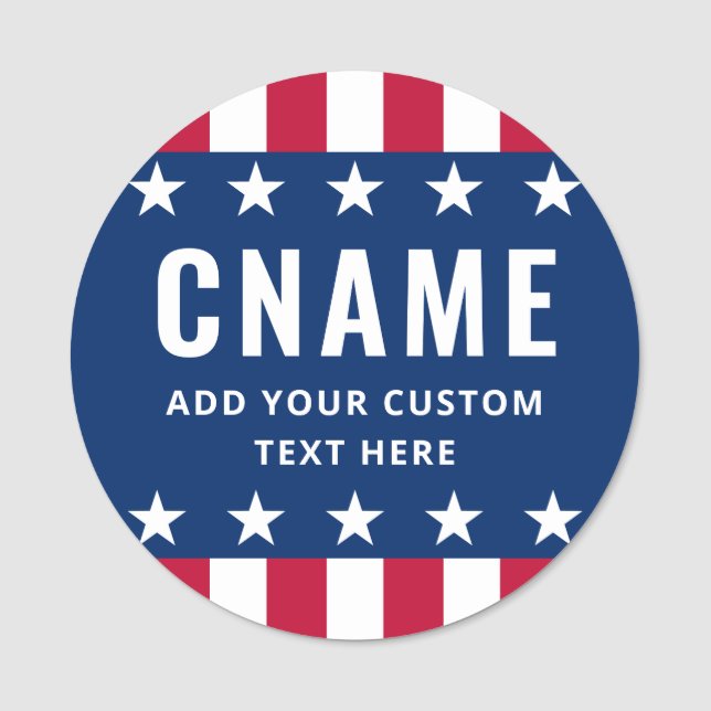 Candidate name slogan political election campaign name tag (Front)