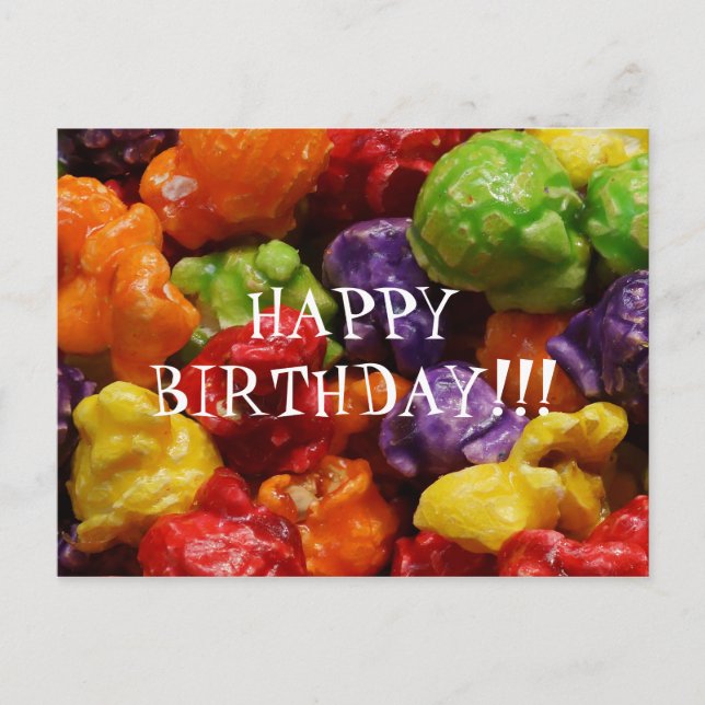 Candied Popcorn Happy Birthday Postcard (Front)