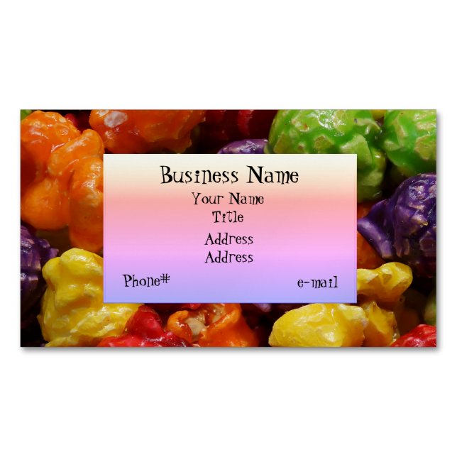 Candied Popcorn Magnetic Business Card (Front)