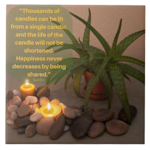Candle and Aloe Photograph with Buddha Quote Tile