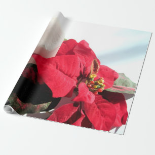 Candle and Poinsettia for Christmas Wrapping Paper
