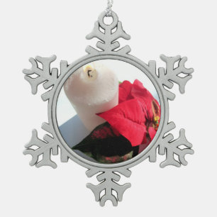 Candle and Poinsettia Snowflake Framed Ornament