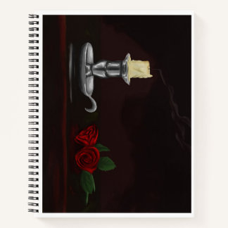 Candle and roses painting notebook