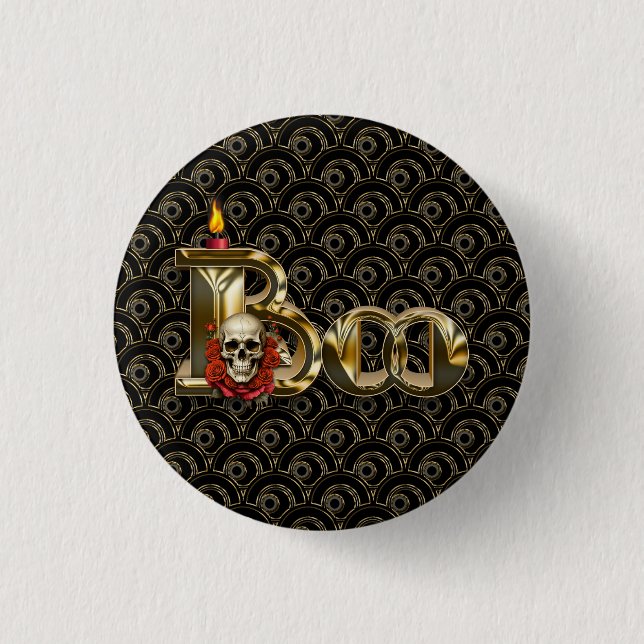 Candle Boo Halloween Button (Front)