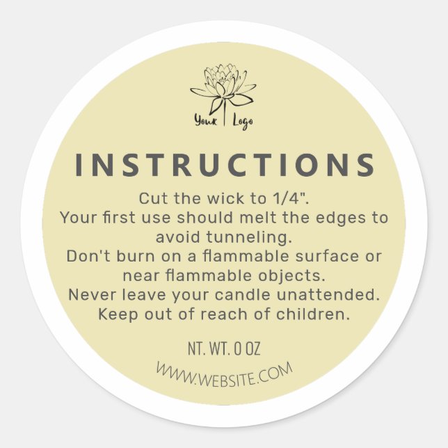 Candle Bottom Beige Instruction Classic Round Sticker (Front)