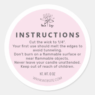 Candle Bottom Pink Instruction Classic Round Sticker