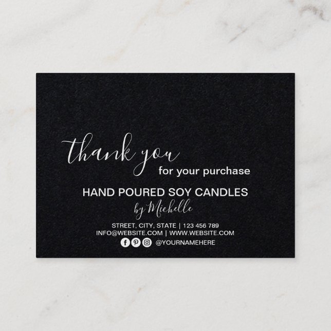 Candle Care Card Add Your Logo Simple Minimal (Back)