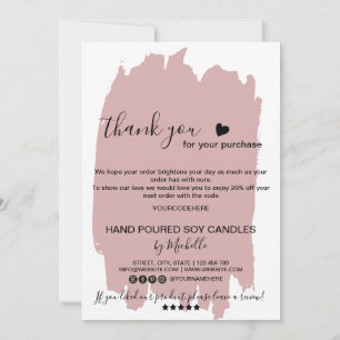 Candle Care Card Thank You Card Add Your Logo Code