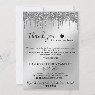 Candle Care Card Thank You Card Add Your Logo Drip