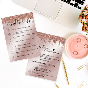 Candle Care Card Thank You Card Add Your Logo Drip