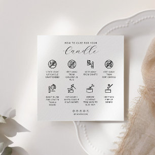 Candle Care Card Thank You Card Instruction Card