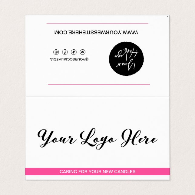 Candle Care & Customer Thanks Folded Business Card (Outside Unfolded)