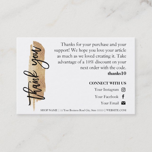 Candle Care Gold Gliter Chic Script Thank You Card (Front)