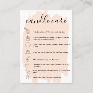 Candle Care Instructions Card Add Your Logo Blush