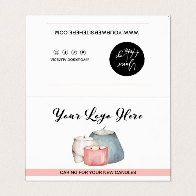 Candle Care Instructions / Caring for Your Candles Business Card (Outside Unfolded)