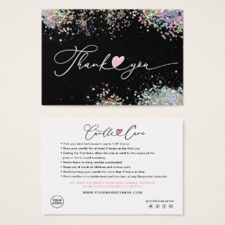 Candle Care Instructions & Thank You Card