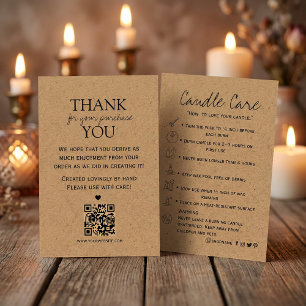 Candle Care Kraft Paper   Custom Icons  Thank You  Business Card