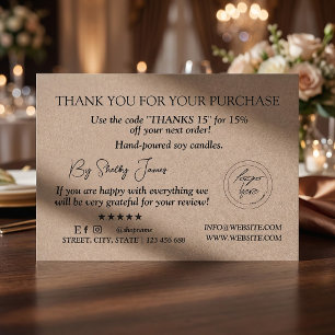 Candle Care Kraft Paper Custom Logo Thank You Business Card