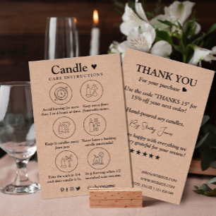 Candle Care Kraft Paper   Custom Logo Thank You  Business Card