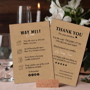Candle Care Kraft Paper   Custom Logo Thank You  Business Card