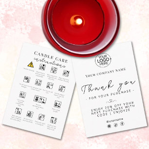 Candle Care Safety Instructions Icons Add Logo  Business Card