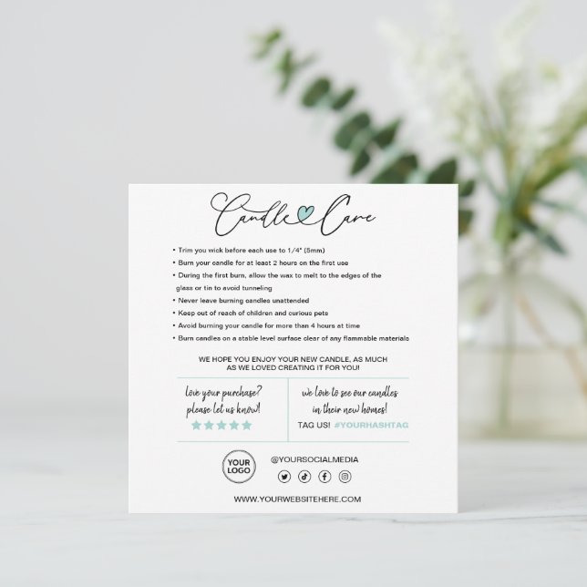 Candle Care Thank You Card (Standing Front)