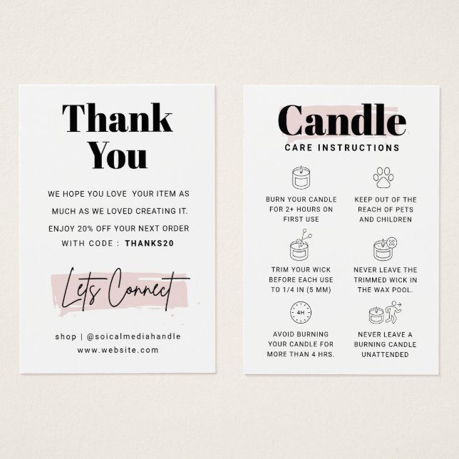  Candle Care Thank You Card (Front & Back)