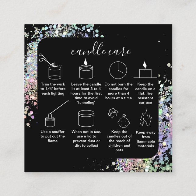 Candle Care Thank You Card Add Your Logo Holograph (Front)