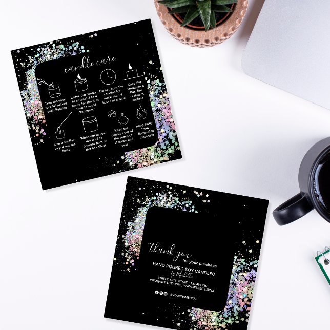 Candle Care Thank You Card Add Your Logo Holograph (Creator Uploaded)