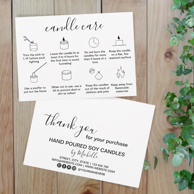 Candle Care Thank You Card Add Your Logo Simple (Creator Uploaded)