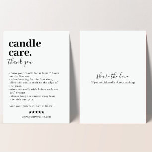 Candle Care Thank you Packaging Card