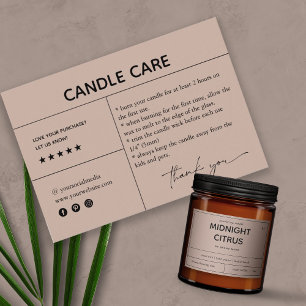 Candle Care Thank You Packaging Card