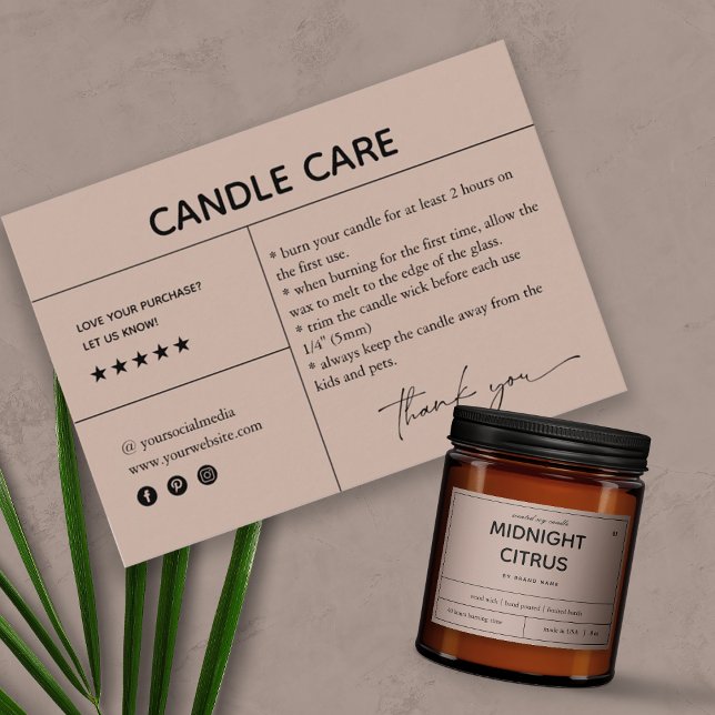 Candle Care Thank You Packaging Card (Creator Uploaded)
