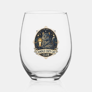 Candle Cosy Cat Cat Dad Gift Idea - Candle Cosy Ca Stemless Wine Glass