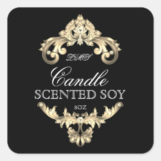 Candle Elegant Gold Black Product Label