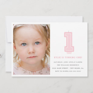 Candle First Birthday Invitation