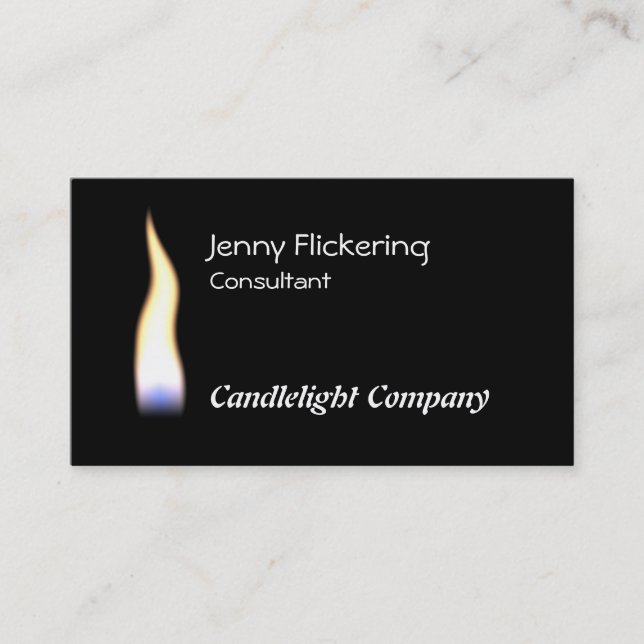 Candle flame on black business card (Front)