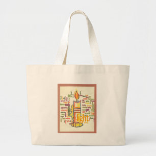 Candle Flame Word Cloud Art Print Large Tote Bag