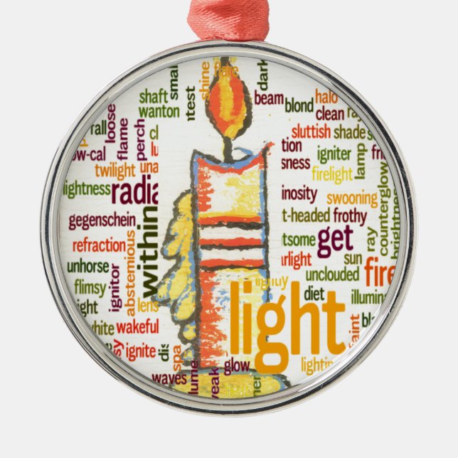 Candle Flame Word Cloud Art Print Metal Tree Decoration (Front)